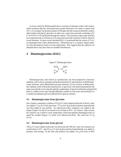 Glyoxime, Diaminofurazan and some Energetic Derivatives, by AXT