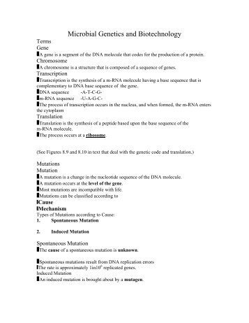 Microbial Genetics and Biotechnology Outline