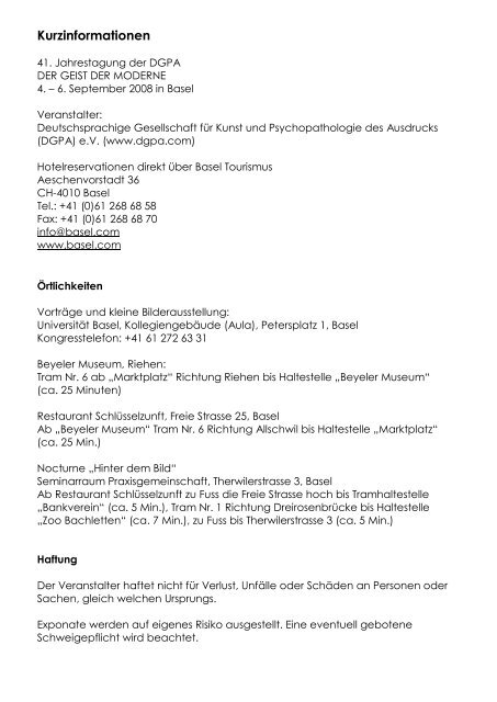 DGPA 41. Jahrestagung ... - Medizinische Gesellschaft Basel MedGes