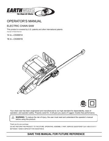 Electric Chain Saw CS30014 CS30016.pdf - Dorian Drake ...