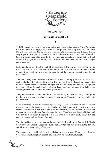 Prelude Katherine Mansfield Society