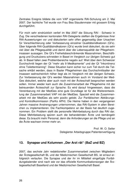 Jahresbericht 2007 - Medizinische Gesellschaft Basel MedGes