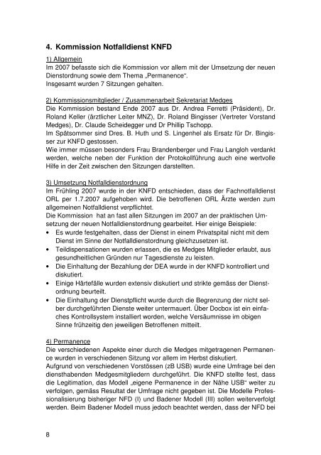 Jahresbericht 2007 - Medizinische Gesellschaft Basel MedGes