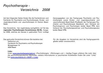 Psychotherapie - Verzeichnis 2008 - Medizinische Gesellschaft ...