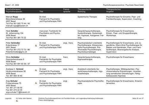 Psychotherapie - Verzeichnis 2008 - Medizinische Gesellschaft ...