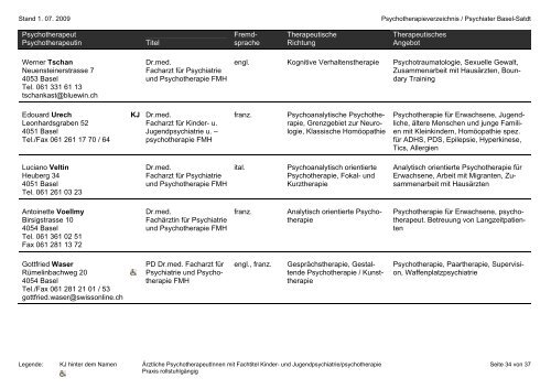 Psychotherapie - Verzeichnis 2008 - Medizinische Gesellschaft ...