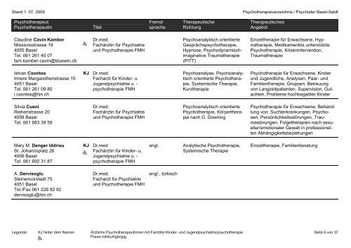 Psychotherapie - Verzeichnis 2008 - Medizinische Gesellschaft ...