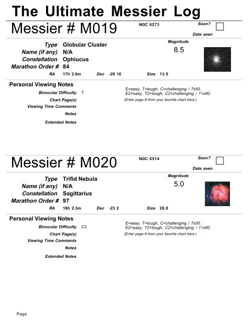 The Ultimate Messier Log - PDF Version - AstroSurf