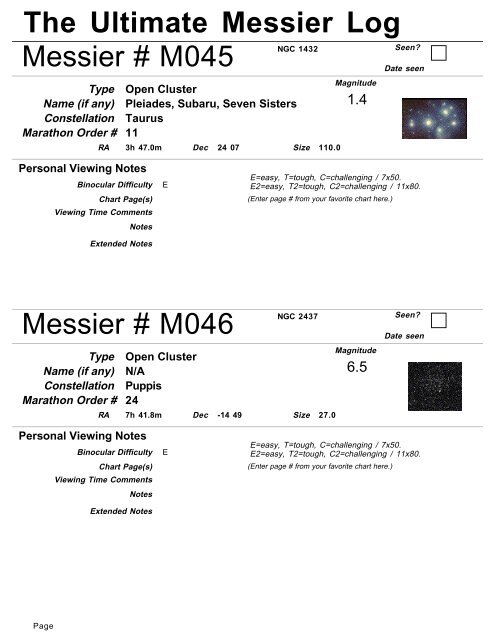 The Ultimate Messier Log - PDF Version - AstroSurf