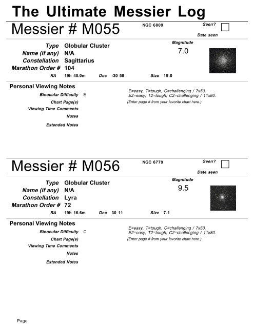 The Ultimate Messier Log - PDF Version - AstroSurf