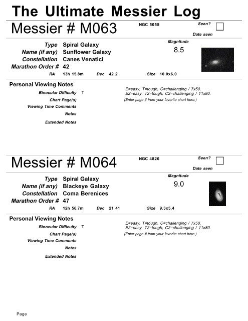 The Ultimate Messier Log - PDF Version - AstroSurf