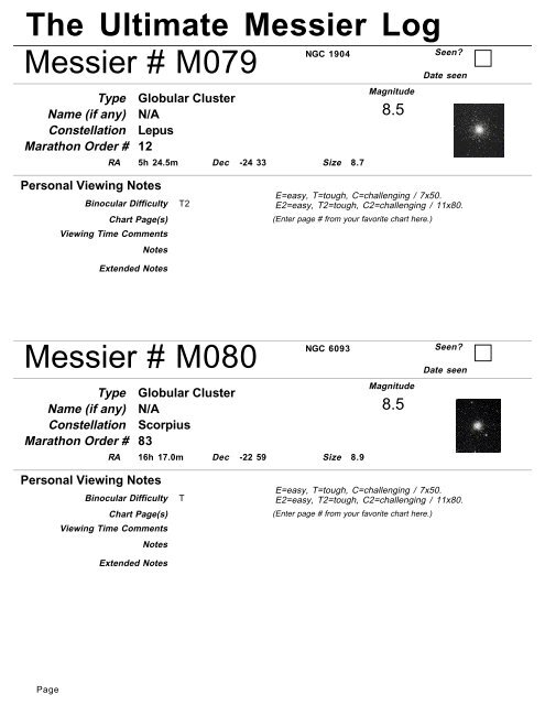 The Ultimate Messier Log - PDF Version - AstroSurf