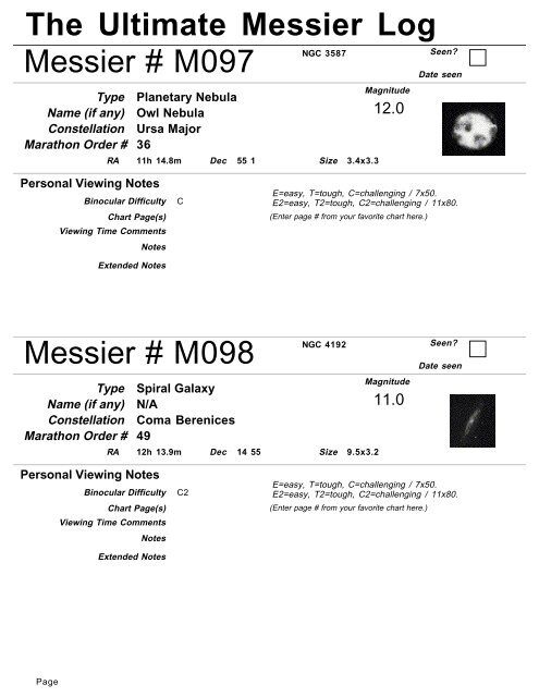 The Ultimate Messier Log - PDF Version - AstroSurf