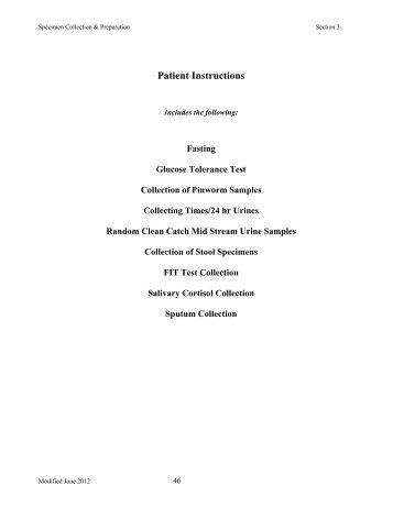 STOOL SPECIMEN COLLECTION Ova and Parasites or Giardia ...