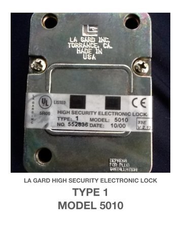 La Gard - Type 1 : Model 5010 Lock.pdf - Bryce, Jonathon