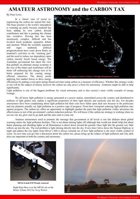 August 2012 - Mornington Peninsula Astronomical Society