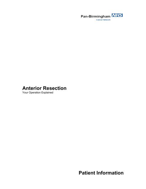 Anterior Resection - NHS Pan Birmingham Cancer Network