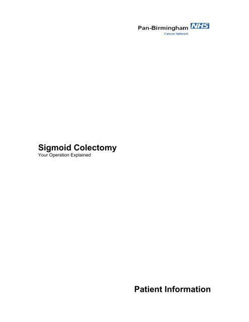 Sigmoid Colectomy - NHS Pan Birmingham Cancer Network