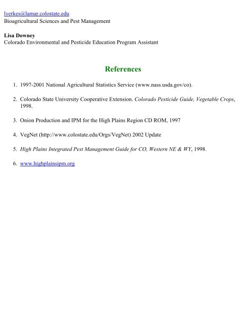 Crop Profile for Onions in Colorado - Regional IPM Centers