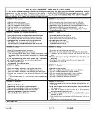 NECK PAIN DISABILITY INDEX QUESTIONNAIRE