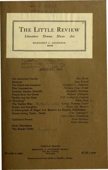 The Little Review. Vol. 2, No. 5. (August, 1915). - the CDI home page.