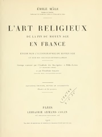 L'art religieux de la fin du Moyen Age en France ... - Livres mystiques