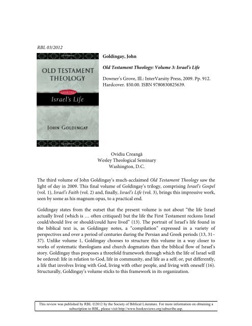 Read the Review - Review of Biblical Literature