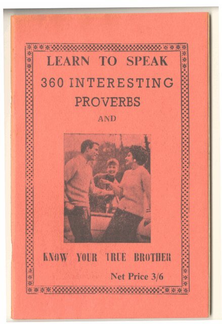 learn to speak 360 interesting proverbs - Onitsha Market Literature