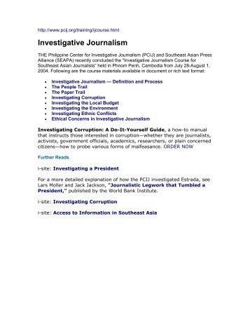 Investigative Journalism - Medienhilfe