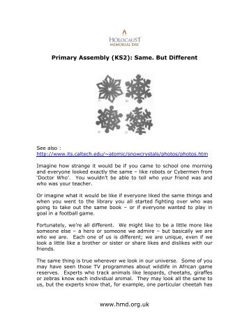 www.hmd.org.uk Primary Assembly (KS2): Same. But Different