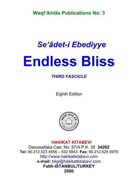 3-Endless Bliss Third Fascicle - Hakikat Kitabevi