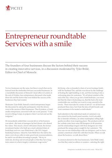 Entrepreneur roundtable Services with a smile - Perspectives Pictet
