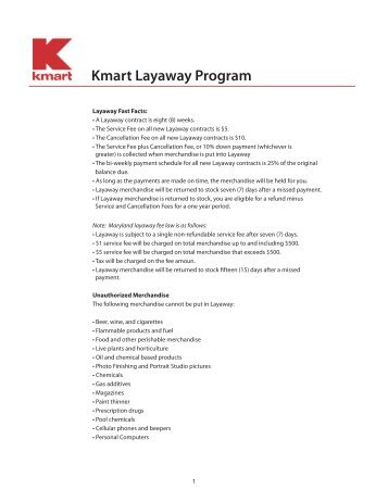 Kmart Layaway Program