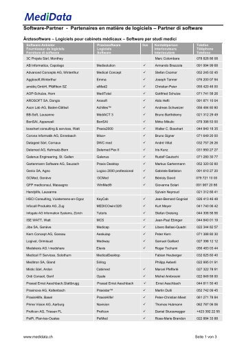Software-Partner - Partenaires en matière de ... - bei MediData