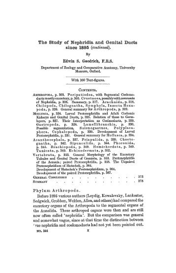 The Study of Nephridia and Genital Ducts since 1895 (continued).