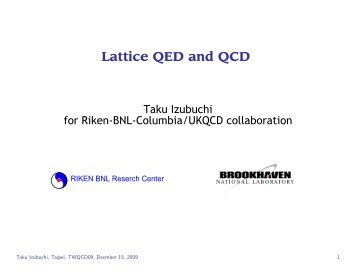 Lattice QED and QCD - 2009 Taipei Workshop on Lattice QCD