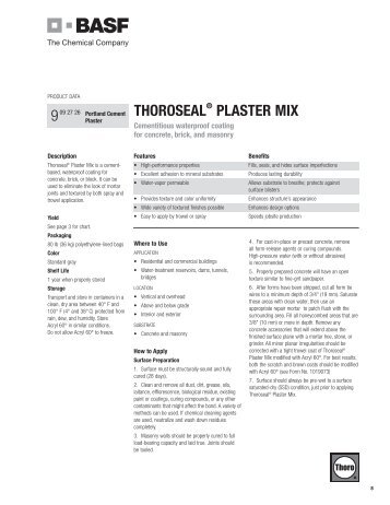 THOROSEAL® PLASTER MIX 9 - BASF Building Systems