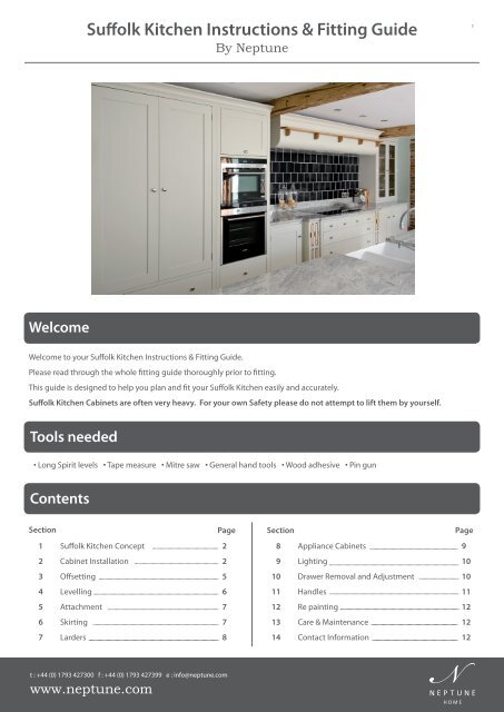 Suffolk Kitchen Instructions &amp; Fitting Guide - Neptune