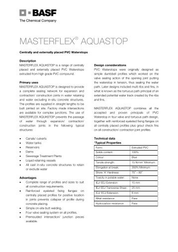 Datasheet - Masterflex Aquastop - BASF Construction Chemicals