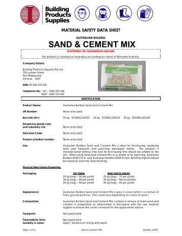 sand & cement mix - MJ Rowles > Building and Landscape Supplies