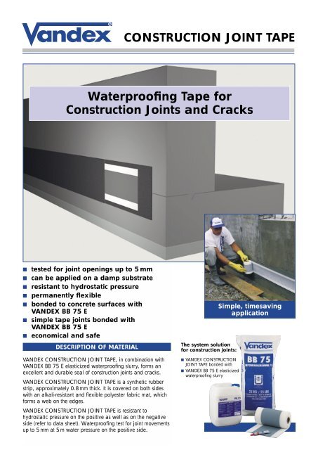 Waterproofing Tape for Construction Joints and Cracks ...