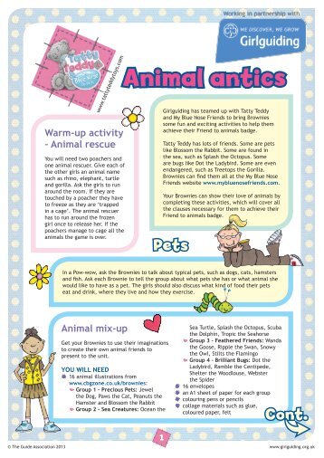 Warm-up activity – Animal rescue Animal mix-up - Girlguiding UK