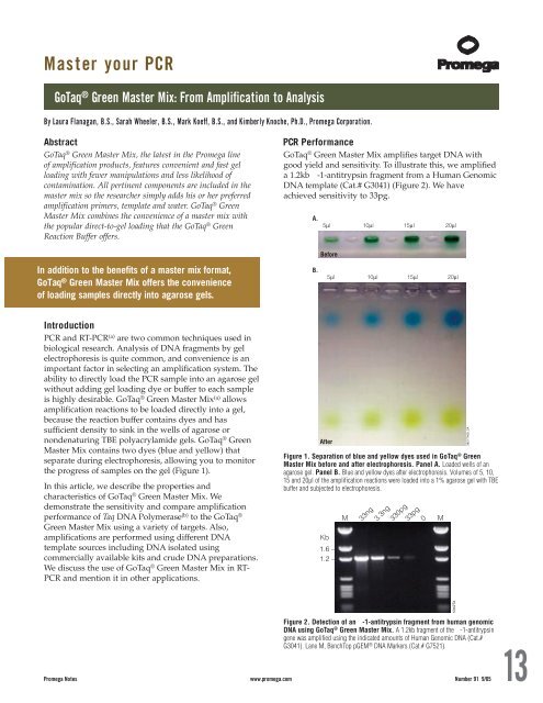 Promega Notes 91: GoTaq(R) Green Master Mix: From Amplification ...