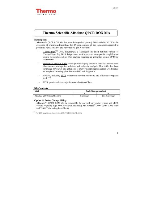 Thermo Scientific ABsolute QPCR ROX Mix