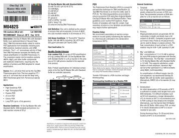 Datasheet for OneTaq® 2X Master Mix with Standard Buffer (M0482 ...