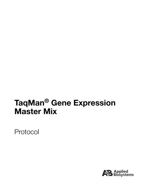 Taqman Gene Expression Master Mix Protocol Pn Invitrogen