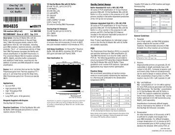 Datasheet for OneTaq® 2X Master Mix with GC Buffer (M0483; Lot ...