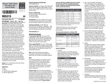 Datasheet for Phusion® High-Fidelity PCR Master Mix with HF ...