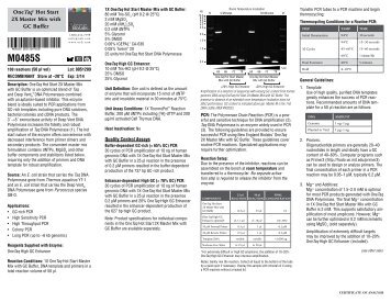 Datasheet for OneTaq® Hot Start 2X Master Mix with GC Buffer ...