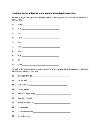 Formulas of ionic compounds worksheet answers